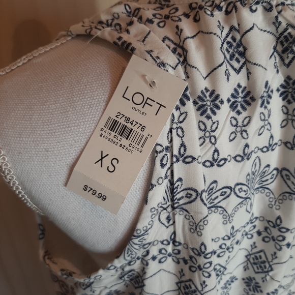 NWT Loft Sleeveless Lightweight Pullover Dress White and Navy Horizontal Print - Picture 6 of 9